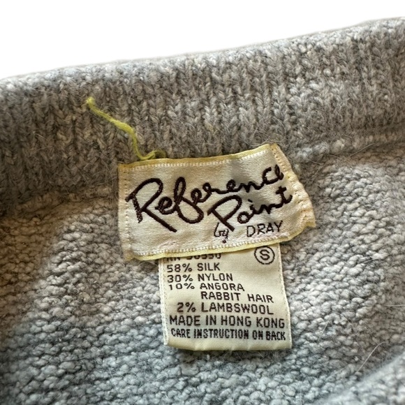 Vintage Midi Pencil Skirt Knit Wool Silk Rabbit Gray Minimalist Size Small - Picture 4 of 6